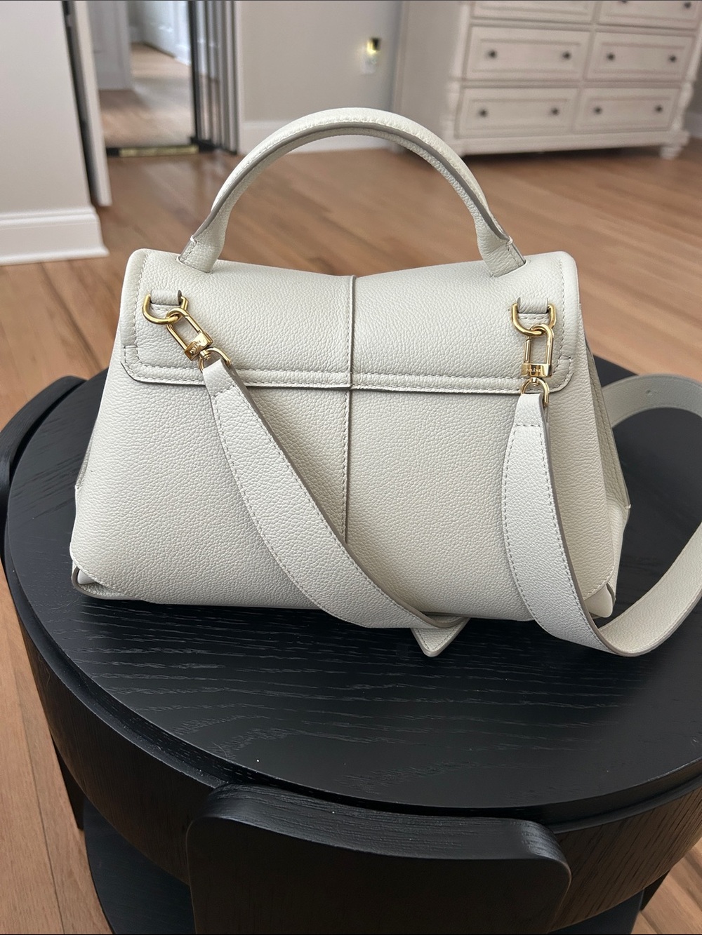 Polene Cream Pebbled Leather Top-Handle Satchel - Picture 3 of 6